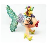 SIGNED JANET VERDEGEM FISH STATUE W/ FRUIT & HEELS