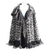 PÉPIN CHINCHILLA FUR & BLACK SUEDE TASSLE PONCHO