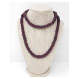 34' RED GARNET BEAD NECKLACE