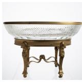 FRENCH GILDED BRONZE & CUT GLASS CENTERPIECE BOWL