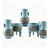 CHINESE CELADON STYLE VASES AND CENSERS