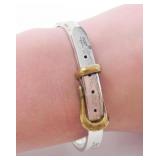 925 MEXICO SILVER TWO TONE BUCKLE BRACELET 34.4g