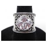 925 SILVER & WHITE CUBIC ZIRCONIA RING 8.5g