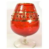 OVERSIZE VENETIAN STYLE RED & GOLD WINE GLASS