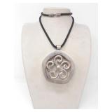 925 SILVER CHUNKY PENDANT ON BLACK CORD 102g