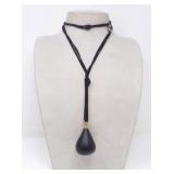 GIVENCHY PARIS BLACK TEARDROP PENDANT NECKLACE