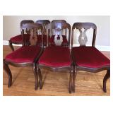 6 MAHOGANY DINING CHAIRS W/ VELVET SEATS