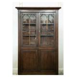 ANTIQUE ONE PIECE CORNER CUPBOARD GLASS UPPER DOOR