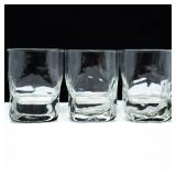 3 SQUARE BASED GLASS WHISKEY TUMBLER GLASSES