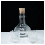 ITTALA GLASS DECANTER & 2 SHOT GLASSES