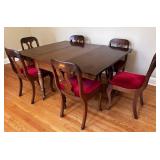 MAHOGANY GATELEG DROPLEAF DINING TABLE, 6 CHAIRS