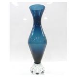 BO BORGSTROM BLUE & CLEAR ART GLASS VASE