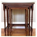 3 NESTING TABLES WITH GLASS TOP
