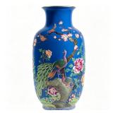 CHINESE FAUX-CLOISONNÉ PEACOCK VASE