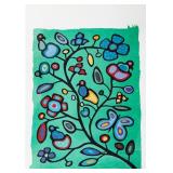 SIGNED FLORAL COMPOSITION WITH BIRDS