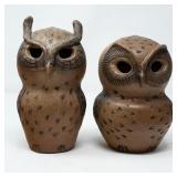 2 LORENZEN POTTERY OWL FLOWER HOLDER, SIGNED