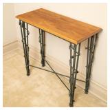 RUSTIC WOOD TOP WROUGHT IRON BASE CONSOLE TABLE