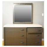 TWO TONE SIX-DRAWER DRESSER WITH MIRROR