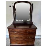 MAHOGANY 3-DRAWER DRESSER W/ BEVELLED MIRROR