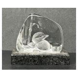 MATS JONASSON BABY CHICK CRYSTAL SCULPTURE ON BASE