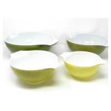 4 PYREX 'VERDE' MIXING BOWLS (LTD ED. PATTERN)