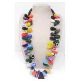 MALI TEARDROP SHAPED GLASS BEAD NECKLACE