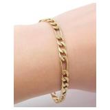 14KT GOLD FIGARO LINK BRACELET 13.7g $6580