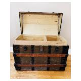 STEAMER TRUNK WITH WOOD AND STEEL REINFORCEMENTS