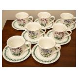 PORTMEIRION 'THE BOTANIC GARDEN'7 MUG/SAUCER PAIRS