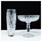 CUT CRYSTAL PINWHEEL STEMMED CANDY DISH & VASE
