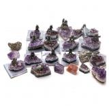 CANADIAN AMETHYST AND PEWTER SOUVENIR FIGURINES