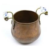 DUTCH COPPER DELFT-STYLE HANDLED POT