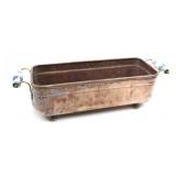 DUTCH COPPER LIONFOOTED DELFT-STYLE HANDLE PLANTER