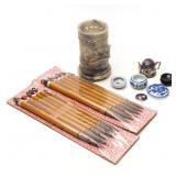 ASSORTED CHINESE ART SUPPLIES AND MINIATURES LOT