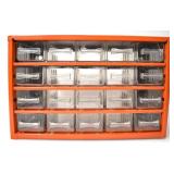 METAL ORANGE HARDWARE STORAGE CABINET