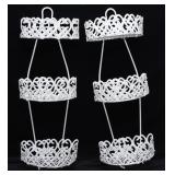 PAIR PAINTED METAL 3-LEVEL HANGING BASKETS