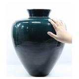 BAMBOO OMBRE TEAL LACQUER GLAZED VASE W/ ROCKS 17'