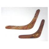 PAIR OF WIRADJURI ABORIGINAL ART BOOMERANGS