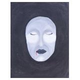 K. STANCZYK SURREALIST MASK ACRYLIC PAINTING