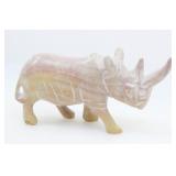 AFRICAN SOAPSTONE CARVED RHINO FIGURE 5'