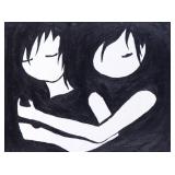 EMBRACE BLACK AND WHITE ACRYLIC PAINTING