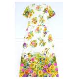 LADIES' c.70s FULL LENGTH FLORAL DRESS