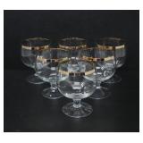 SET OF 6 GOLD RIMMED STEMMED GLASSES