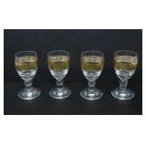 4 J. PREZIOSI GOLD RIMMED STEMMED GLASSES