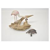 FLAMINGO AND TURTLE FIGURINE
