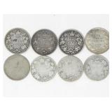 8 CANADIAN CIRCULATED .925 SILVER QUARTERS 43g