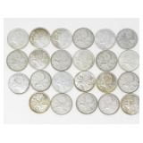 23 CANADIAN CIRCULATED .500 SILVER QUARTERS 133g