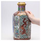 FAMILLE ROSE OCTAGONAL DRAGON & PHOENIX VASE
