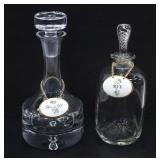 'SHERRY' & 'RYE' SANDFORD TAGS CRYSTAL DECANTERS