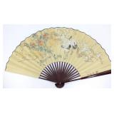 64' HANDPAINTED CHINESE CRANE & FLOWER WALL FAN